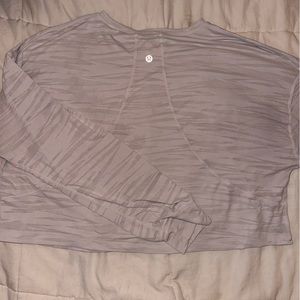 lululemon White Zebra Long Sleeve Crop Top